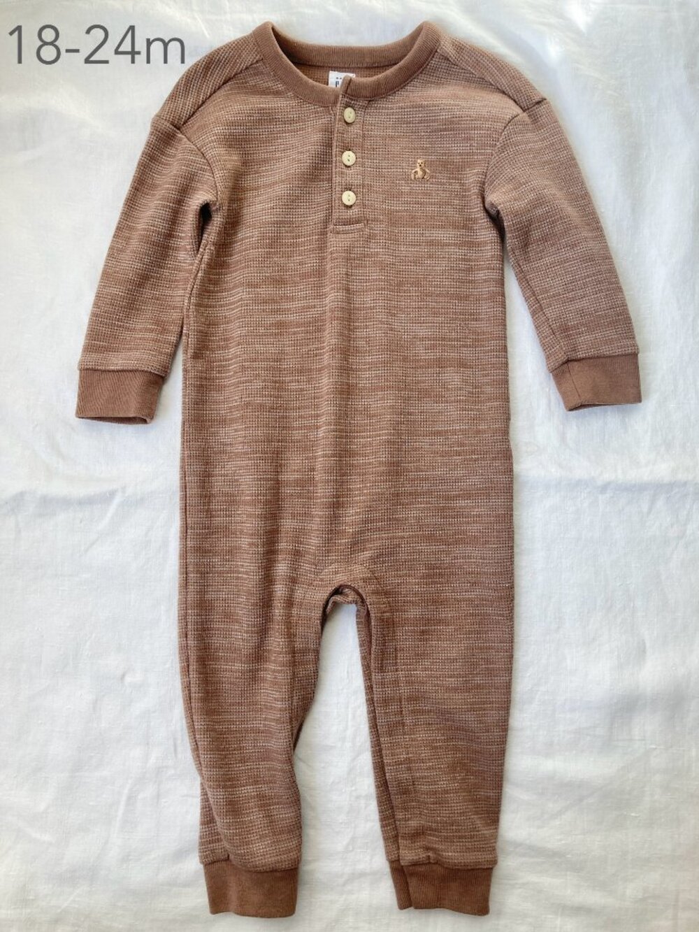 💙2/$25 GAP 18-24 Months Toddler Brown Romper Jumpsuit Fall Winter Neutral